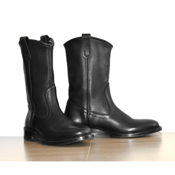 D5 Auth ALLEN EDMONDS Black Pebbled Leather Dallas Roper Boots Size 9.5D $595 - Picture 1 of 7